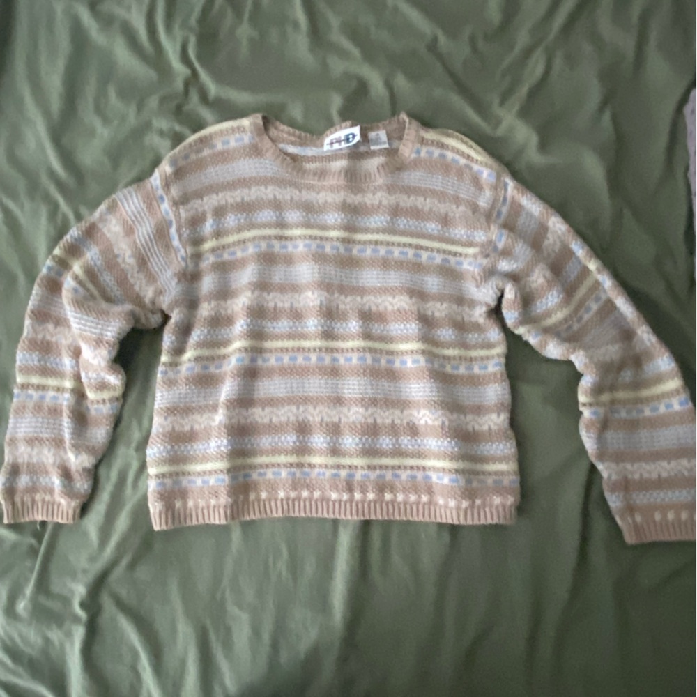 Beige and Cream Striped Sweater
